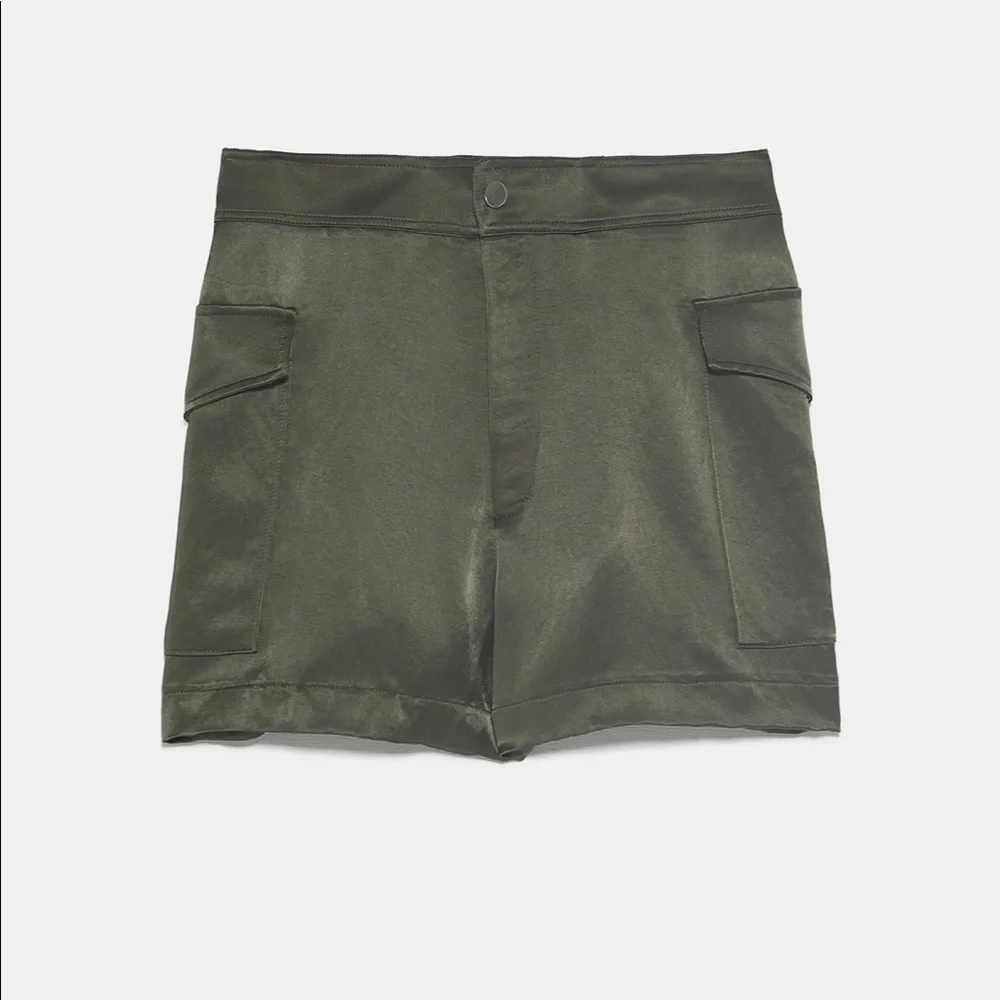 ZARA BNWT Cargo Shorts + Satin Pouch Pocket Jacket 2pc Coord Set